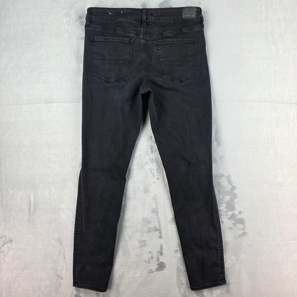 American Eagle Ne(x)t Level Stretch Jegging Jean Black Distressed Womens 12 Long - Picture 8 of 13